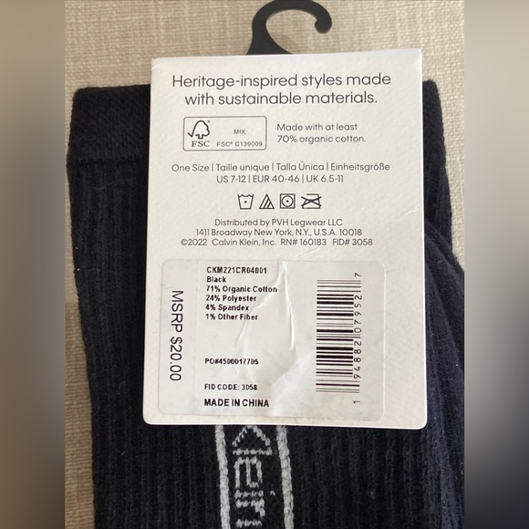 Calvin Klein Men’s Reimagined Heritage Cushion Crew 3 Pairs Black - Picture 8 of 11